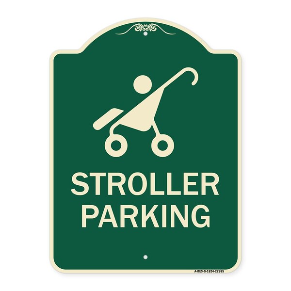 Reserved Stroller Parking W/ Graphic Heavy-Gauge Aluminum Sign, 24" x 18", G-1824-22985